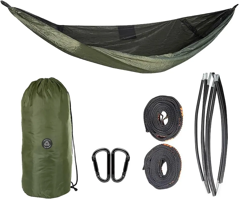 Camping Hammock – Lightweight Compact Hammock for Camping Youth – Camp Hammock with Mosquito Net – Portable Hammock Tent for Indoor & Outdoor – 114x55x39-Inch – Black