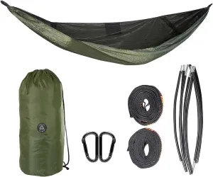 Camping Hammock – Lightweight Compact Hammock for Camping Youth – Camp Hammock with Mosquito Net – Portable Hammock Tent for Indoor & Outdoor – 114x55x39-Inch – Black