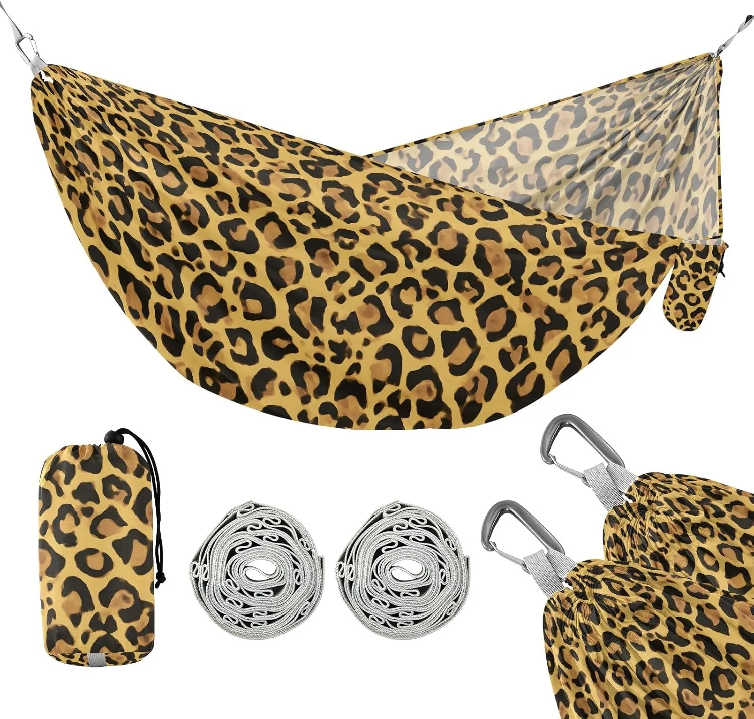 Camping Hammock Outdoor Hammocks for Outside Cheetah Leopard Animals Beach Trees Portable Lightweight with Pockets Tree Straps Indoor