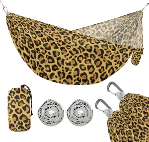 Camping Hammock Outdoor Hammocks for Outside Cheetah Leopard Animals Beach Trees Portable Lightweight with Pockets Tree Straps Indoor