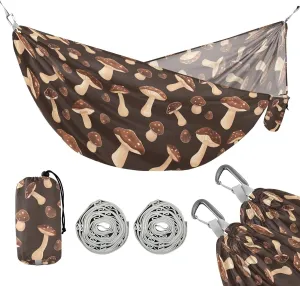 Camping Hammock Outdoor Hammocks for Outside Chocolate Mushrooms Beach Trees Portable Lightweight with Pockets Tree Straps Indoor
