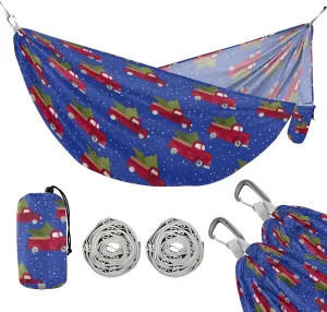 Camping Hammock Outdoor Hammocks for Outside Christmas Red Truck Beach Trees Portable Lightweight with Pockets Tree Straps Indoor
