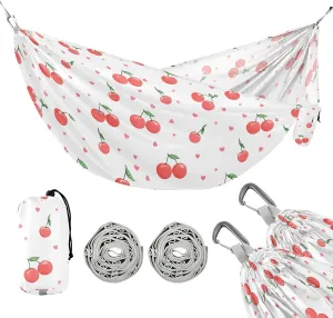 Camping Hammock Outdoor Hammocks for Outside Cute Cherry White Beach Trees Portable Lightweight with Pockets Tree Straps Indoor