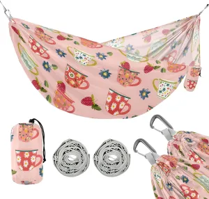 Camping Hammock Outdoor Hammocks for Outside Cute Cups Beach Trees Portable Lightweight with Pockets Tree Straps Indoor