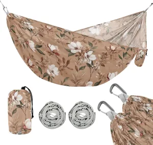 Camping Hammock Outdoor Hammocks for Outside Flowers Earthy Beach Trees Portable Lightweight with Pockets Tree Straps Indoor