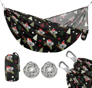 Camping Hammock Outdoor Hammocks for Outside Koala Santa Hat Beach Trees Portable Lightweight with Pockets Tree Straps Indoor