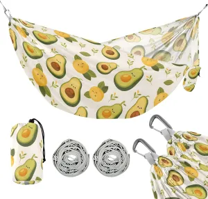 Camping Hammock Outdoor Hammocks for Outside Lemon Avocado Cartoon Beach Trees Portable Lightweight with Pockets Tree Straps Indoor