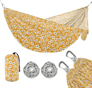 Camping Hammock Outdoor Hammocks for Outside Orange Daisies Beach Trees Portable Lightweight with Pockets Tree Straps Indoor
