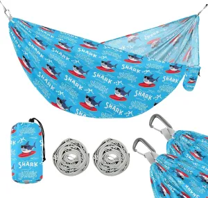 Camping Hammock Outdoor Hammocks for Outside Shark Beach Trees Portable Lightweight with Pockets Tree Straps Indoor