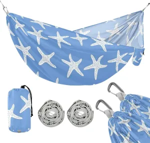Camping Hammock Outdoor Hammocks for Outside Starfish N Beach Trees Portable Lightweight with Pockets Tree Straps Indoor Small