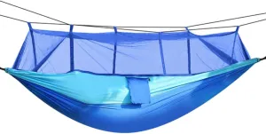Camping Hammock, Portable Double Hammock with net, 600 lb Load 2 Person Hammock with Mosquito Account Outside Hiking Camping Hammock Portable Nylon Swing Hanging Bed with Hook Carry Bag