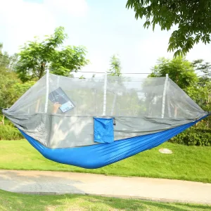 Camping Hammock, Portable Double Hammock with Net,600lbs Load 2 Persons Hammock w/Mosquito Net Outdoor Hiking Camping Hommock Portable Nylon Swing Hanging Bed w/Strap Hook Carry Bag