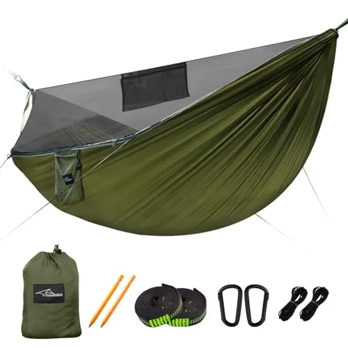Camping Hammock with Mosquito Net and Ridge Rope, XL for 2 Person