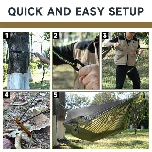 Camping Hammock with Mosquito Net and Ridge Rope, XL for 2 Person
