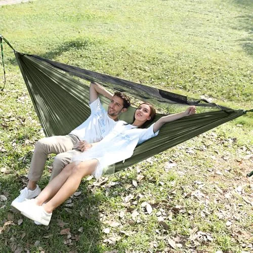 Camping Hammock with Mosquito Net and Ridge Rope, XL for 2 Person