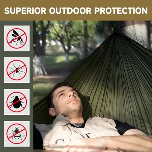 Camping Hammock with Mosquito Net and Ridge Rope, XL for 2 Person