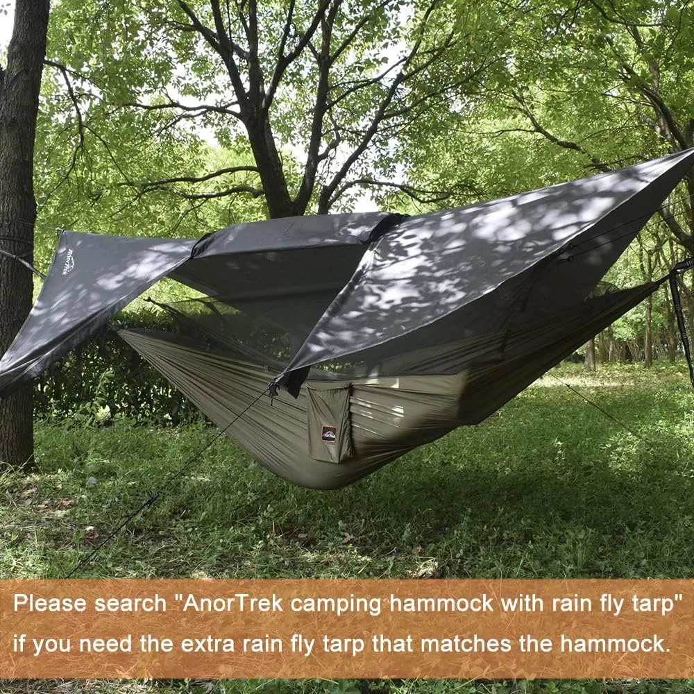 Camping Hammock with Mosquito Net, Double & Single Lightweight Portable Hammocks with Tree Straps, Parachute Hammock for Camping, Backpacking