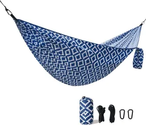Camping Hammock with Two Straps 400lb Weight Capacity Tree Hammock 240T Nylon Breathable Hammock Tent Easy to Install Portable Hammock Side Storage Bag for Hiking Backpacking Garden