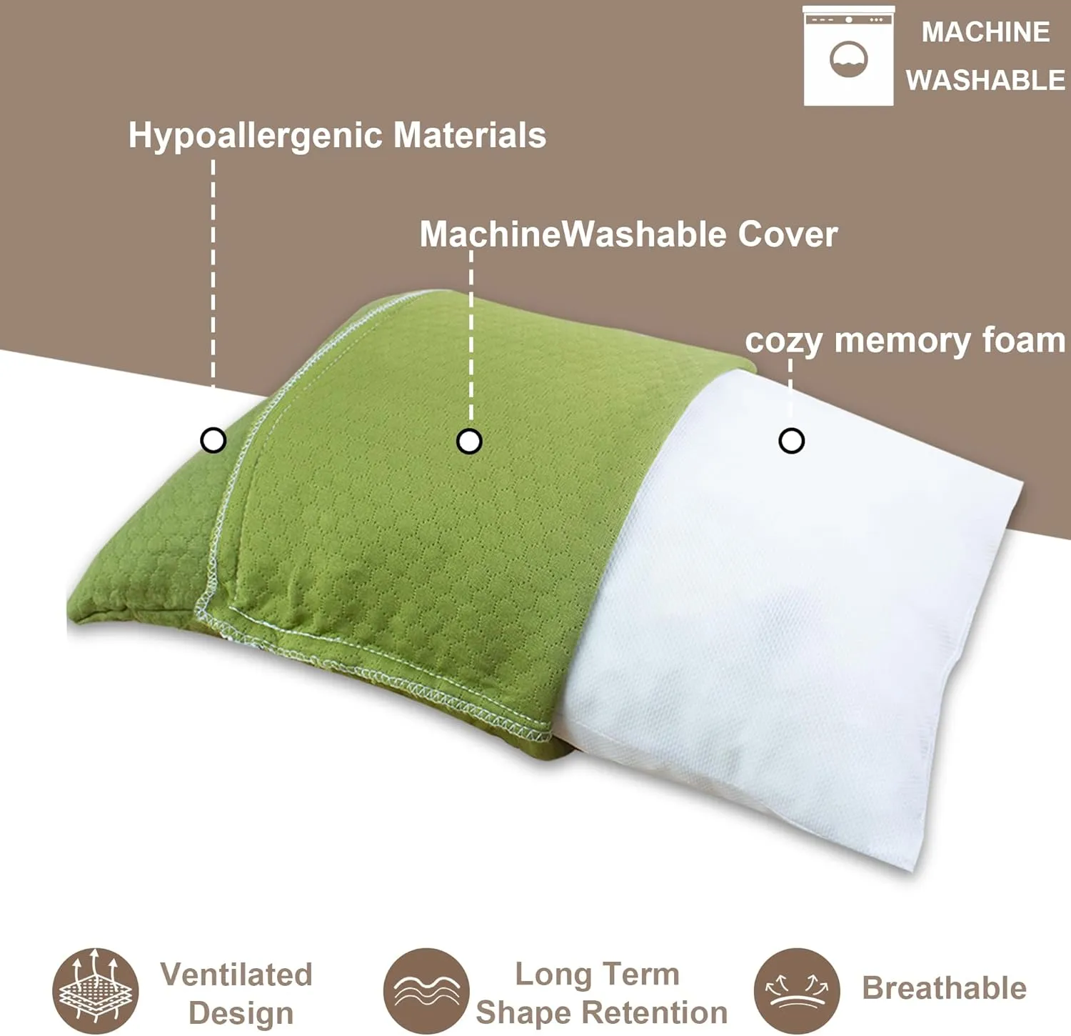 Camping Memory Foam Pillow Travel Pillow Compressible Medium Firm, Soft Comfortable and Breathable, Ideal Backpacking Hiking and Airplane