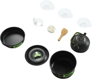 Camping Pot Set Outdoor Cookware Kit Aluminium Oxide Pans Pot Mess Kit for 1 to 3 People Camping Hiking Backpacking