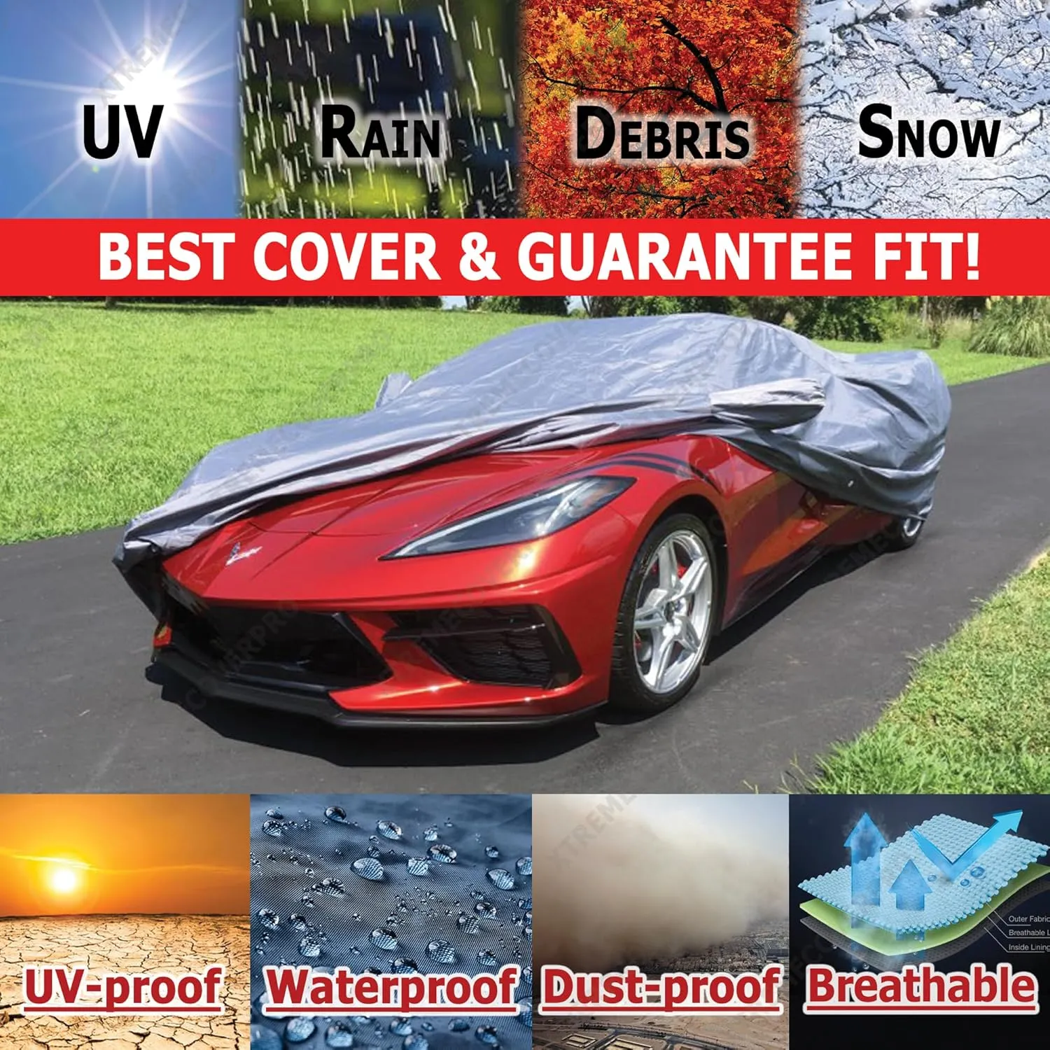 Car Cover Fits 2002 2003 2004 2005 2006 2008 2009 Mitsubishi Evolution w/Evo Spoiler XTREMECOVERPRO Diamond Series Grey