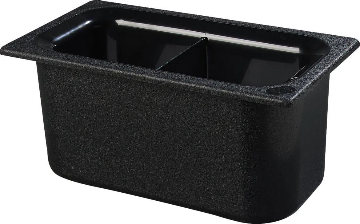 Carlisle FoodService Products CM110303 Coldmaster ABS Third-Size Divided Food Pan, 3.40 qt. Capacity, 12.68" x 6.89" x 6.01", Black