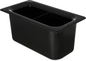 Carlisle FoodService Products CM110303 Coldmaster ABS Third-Size Divided Food Pan, 3.40 qt. Capacity, 12.68" x 6.89" x 6.01", Black
