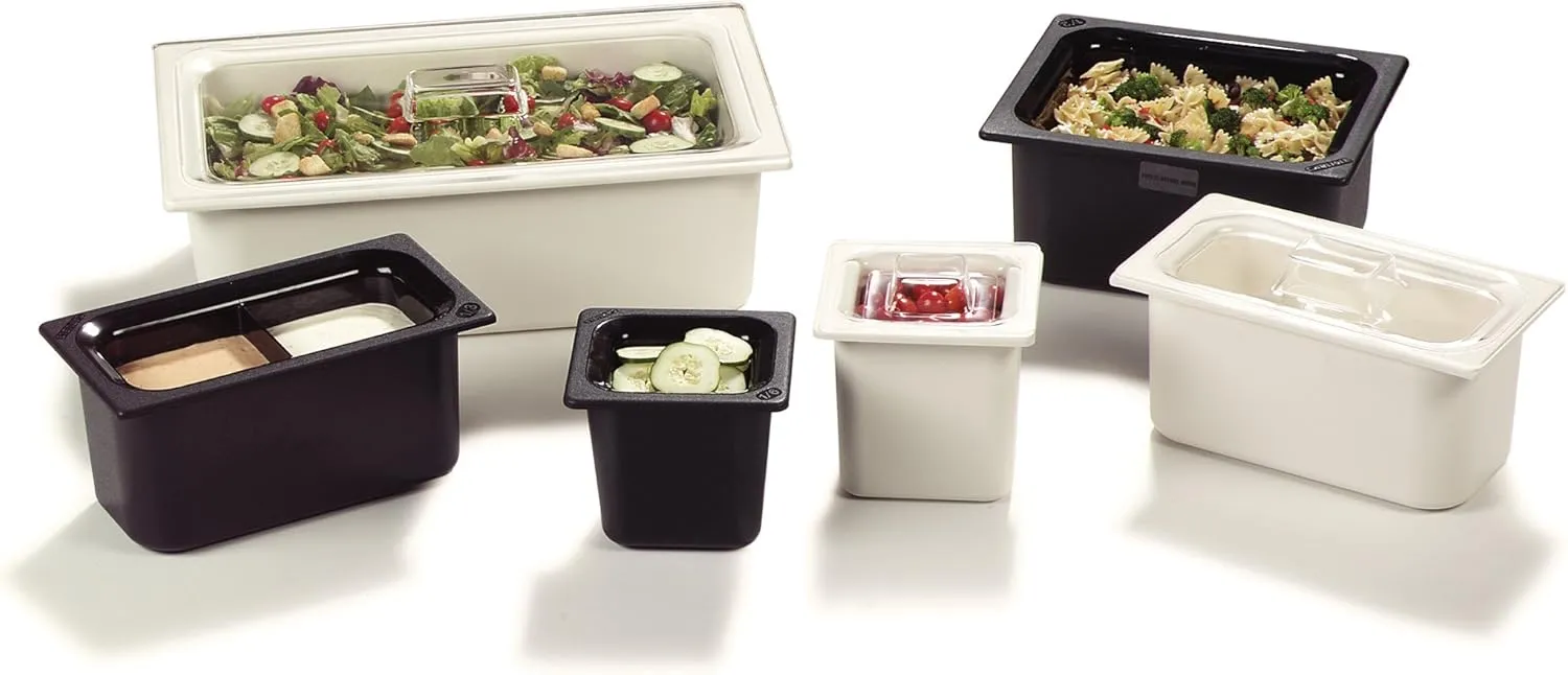 Carlisle FoodService Products CM110303 Coldmaster ABS Third-Size Divided Food Pan, 3.40 qt. Capacity, 12.68" x 6.89" x 6.01", Black