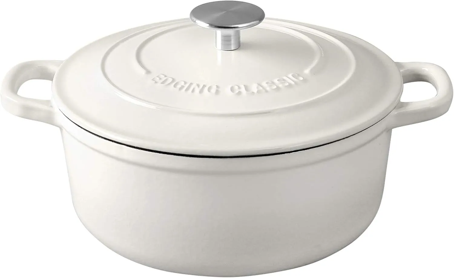 Cast Iron Dutch Oven With Lid Round Pot Enameled Covered for Bread Baking, 7 Quart, White