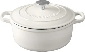 Cast Iron Dutch Oven With Lid Round Pot Enameled Covered for Bread Baking, 7 Quart, White