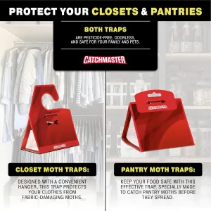 Catchmaster Premium Clothes Moth Traps, XL Sticky Odorless Glue Traps 6PK, Pheromone Attractant, for Closets Wardrobes Cabinet Drawers & Carpet, PheroGuard Technology, Attract Trap and Eliminate Moths