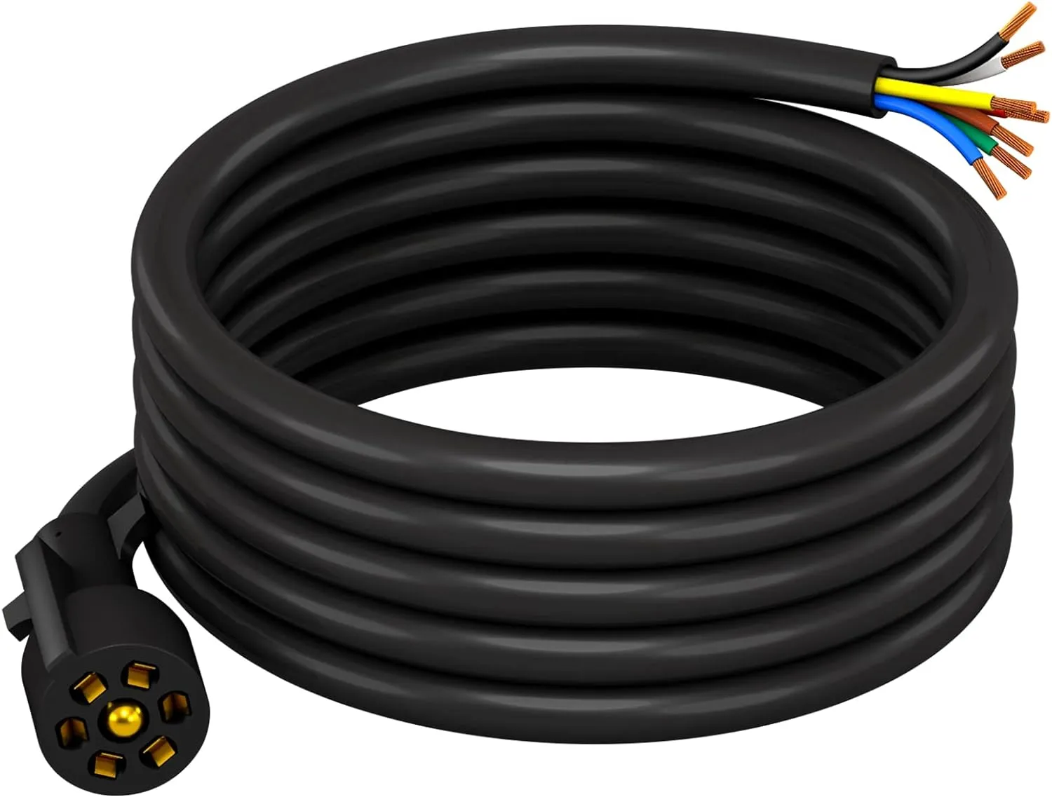 CheeMuii 7 Way Trailer Cord Heavy Duty 8 FT Trailer Wiring Harness Kit 7 Pin Trailer Plug Inline Wire Harness Cable for Trailers RVs Campers