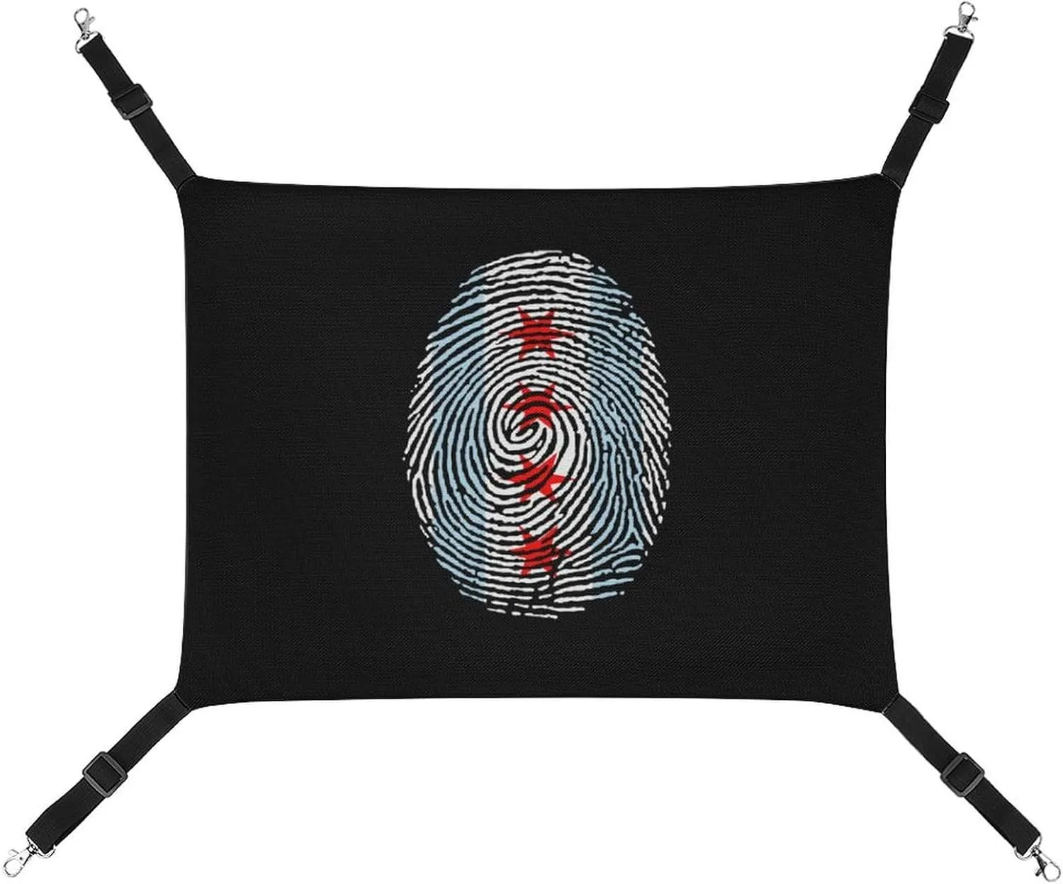 Chicago Flag Finger Hanging Cat Bed Soft Breathable Pet Hammock for Cage Pet Sleeper for Kitten Ferret Puppy Rabbit