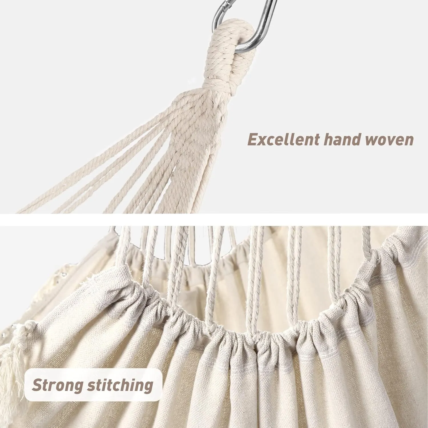 Chihee Hammock Chair Hanging Swing 2 Pillows Included,Strong Webbing Straps and Hooks for Easy Hanging Soft Cotton Hanging Chair Side Pocket Tassel Chair Comfort Indoor Outdoor