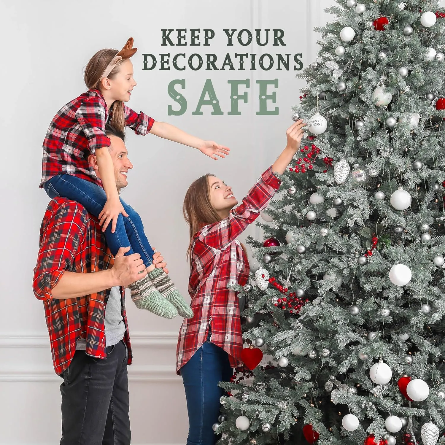 Christmas Ornament Storage Container,Box Stores Up to 54-4", Adjustable Dividers, Large Organizer Bin to Protect and Store Holiday Décor - Black