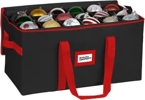 Christmas Ornament Storage Container,Box Stores Up to 54-4", Adjustable Dividers, Large Organizer Bin to Protect and Store Holiday Décor - Black