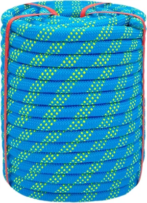 Climbing Rope 3/4 in x 150 Ft Blue Bull Rope Polyester Braided Arborist Rope 48 Strands Climbing Rope for Adults for Tree Pulling,Nautical Rigging Rope Rope Swing for Tree
