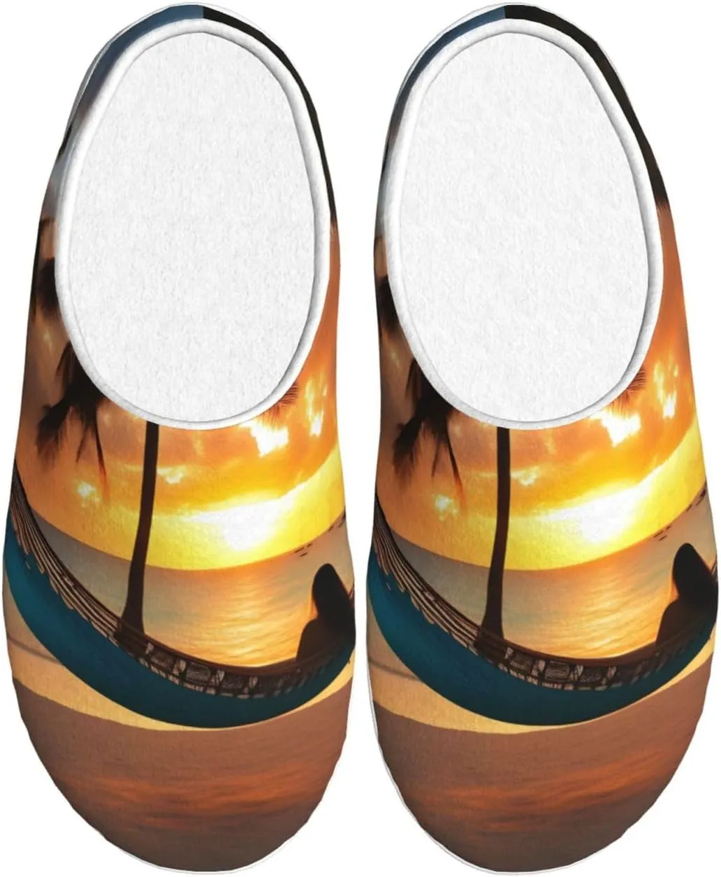 Coconut Beach Sunset Hammock Print Versatile Use Anti Pilling Washable Slippers for Women Men Cozy Stylish shoes