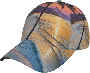 (Coconut Beach Sunset Hammock) Unisex Adjustable Baseball Cap Casual Sports Hat with Breathable Design for Men Women Black