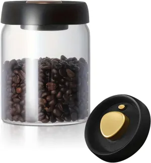 Coffee Bean Storage Container, Vacuum Glass Jar with Airtight Lid,Borosilicate Glass Coffee Canister Container for Coffee Beans & Grounds,Loose Leaf Tea,Candy,Sugar,Nuts,Spices-30floz/900ml