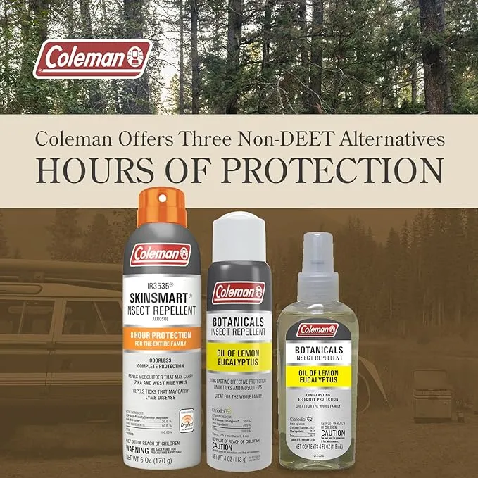 Coleman Insect Repellent Spray – SkinSmart Non-DEET Insect Repellent Spray, Protection Against Ticks, Mosquitoes, chiggers, gnats, Fleas and Flies, Ideal for Camping, Hiking, Outdoor Activities, 6oz