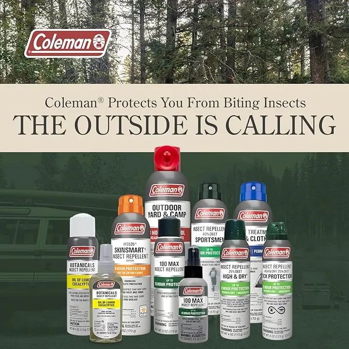 Coleman Insect Repellent Spray – SkinSmart Non-DEET Insect Repellent Spray, Protection Against Ticks, Mosquitoes, chiggers, gnats, Fleas and Flies, Ideal for Camping, Hiking, Outdoor Activities, 6oz