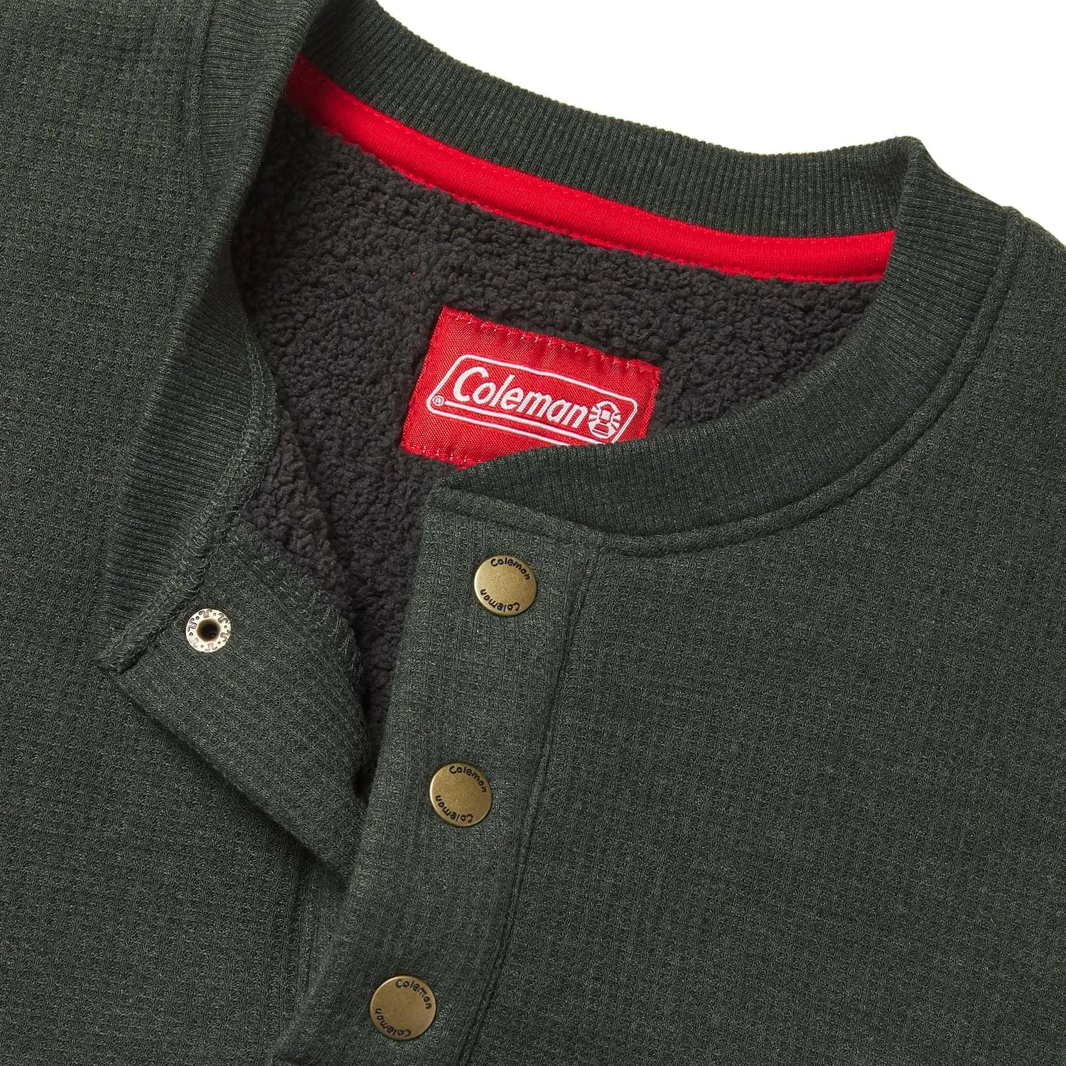 Coleman Long-Sleeve Sherpa Lined Waffle Henley Shirts for Men