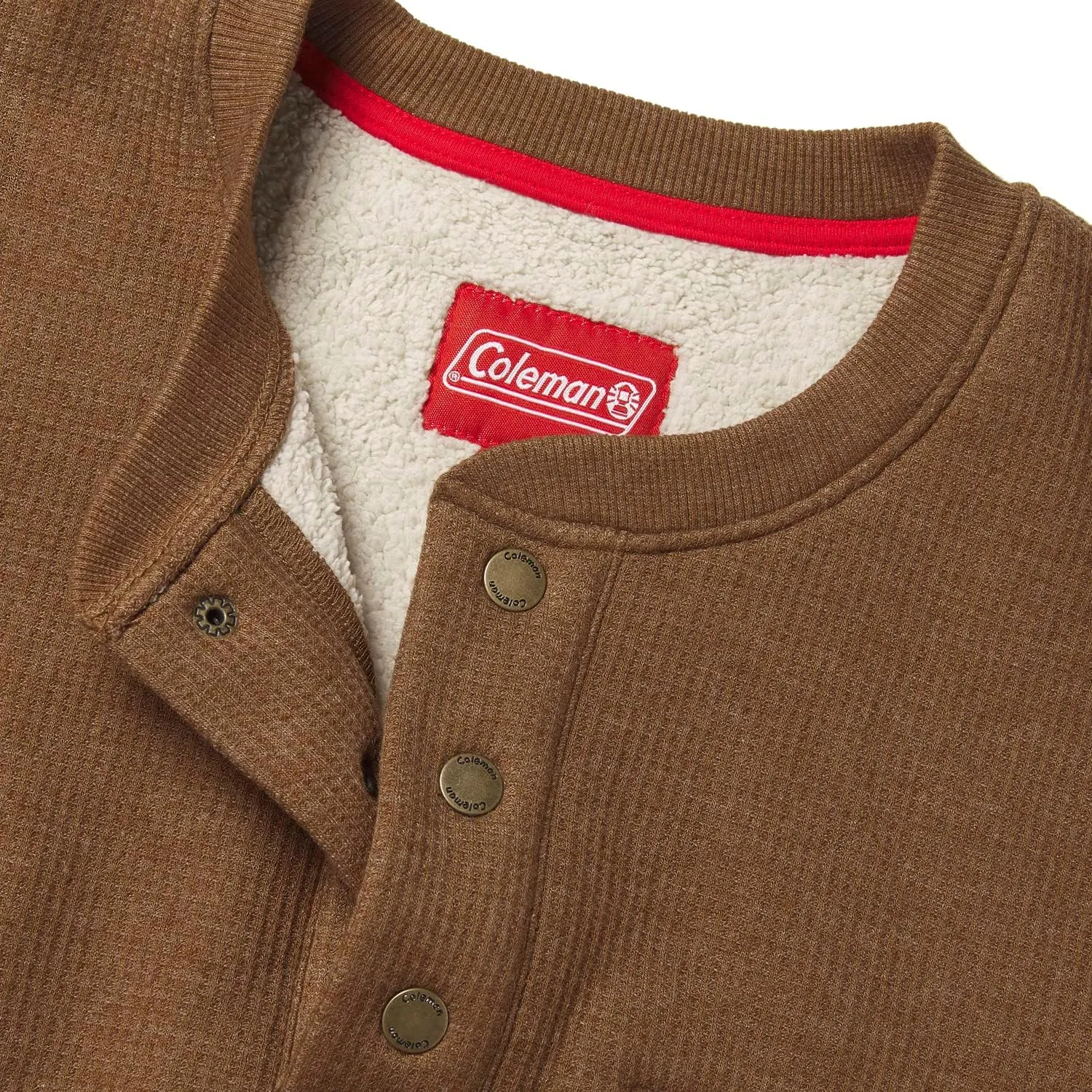 Coleman Long-Sleeve Sherpa Lined Waffle Henley Shirts for Men