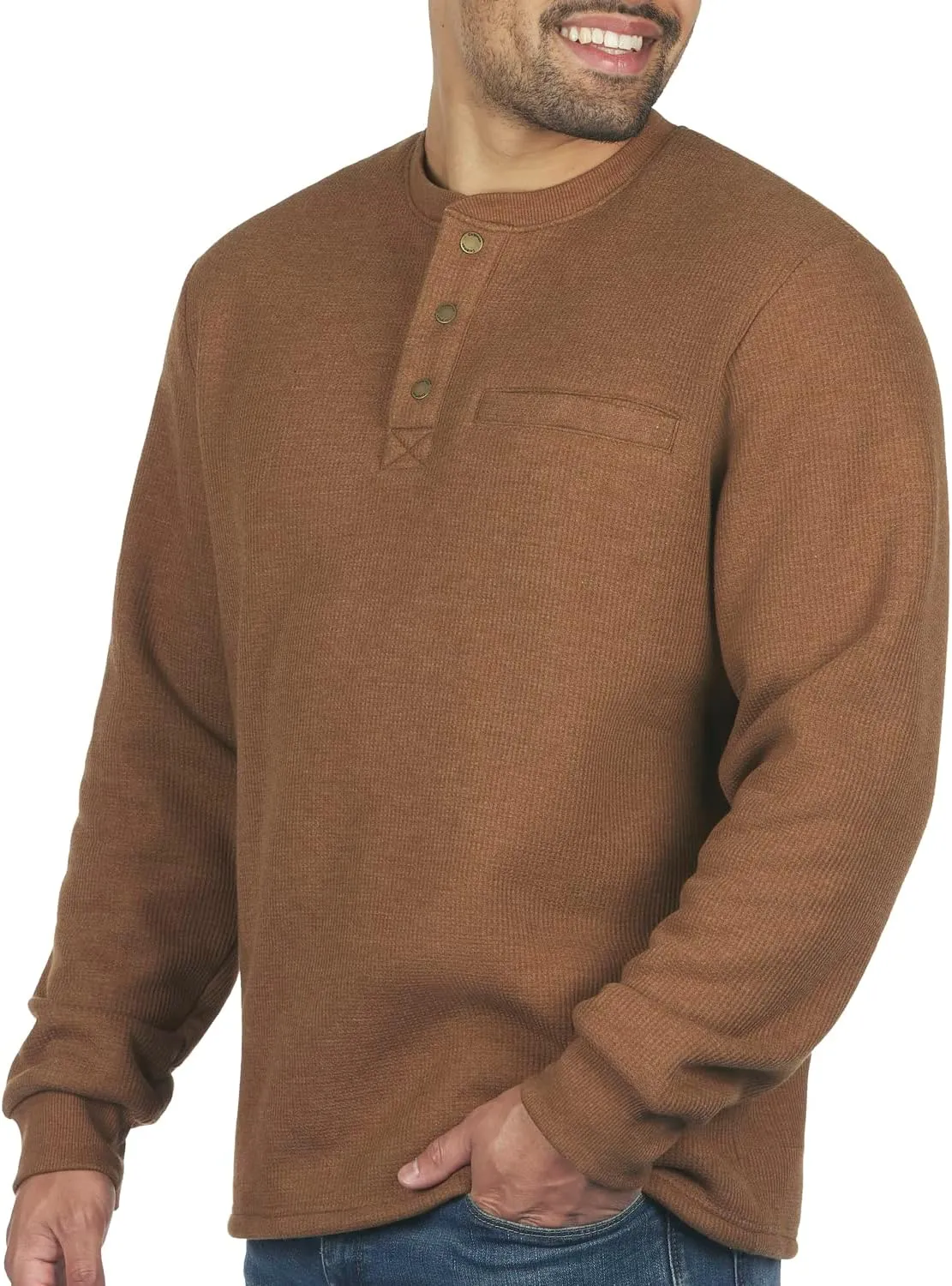 Coleman Long-Sleeve Sherpa Lined Waffle Henley Shirts for Men