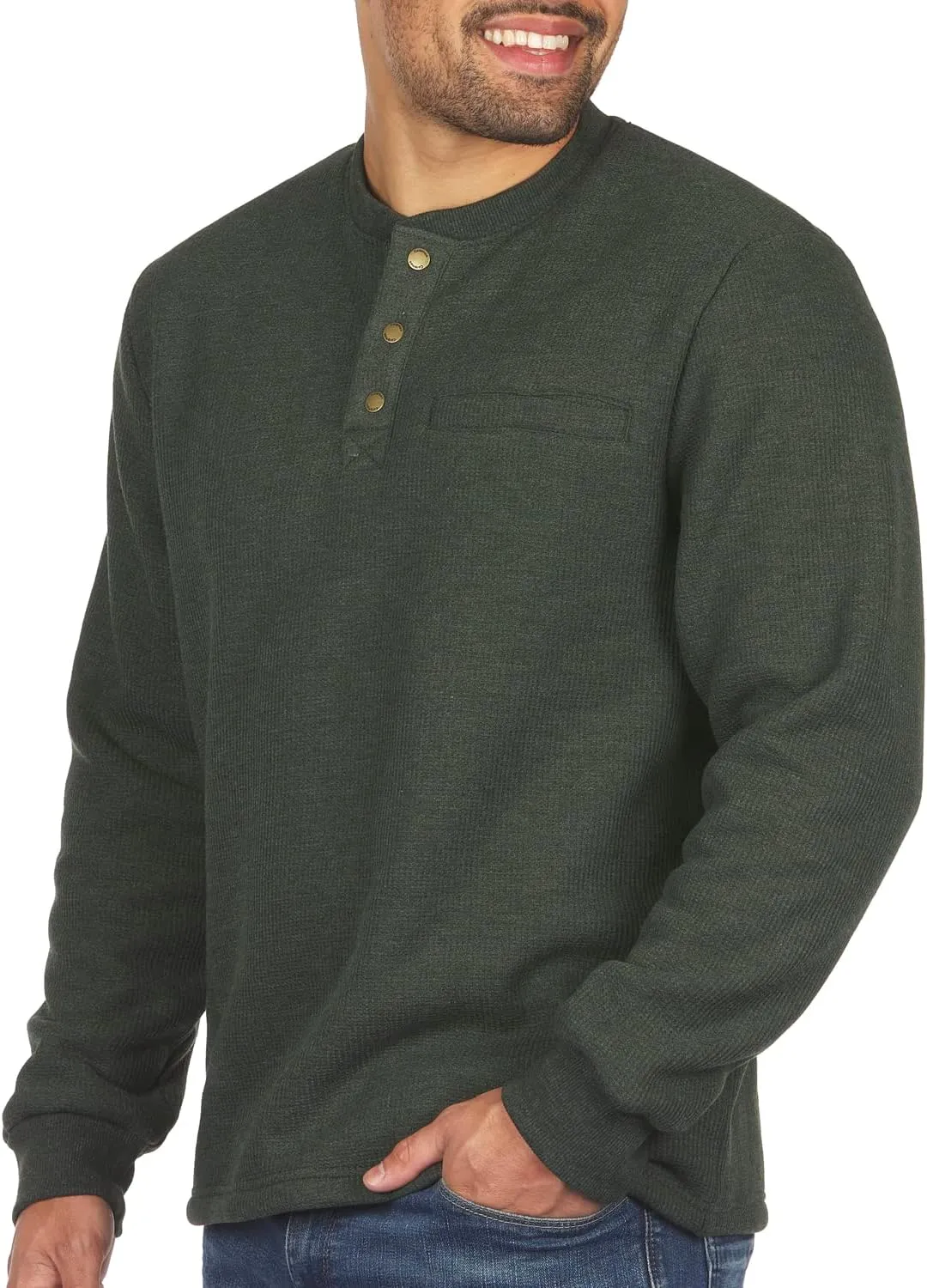 Coleman Long-Sleeve Sherpa Lined Waffle Henley Shirts for Men