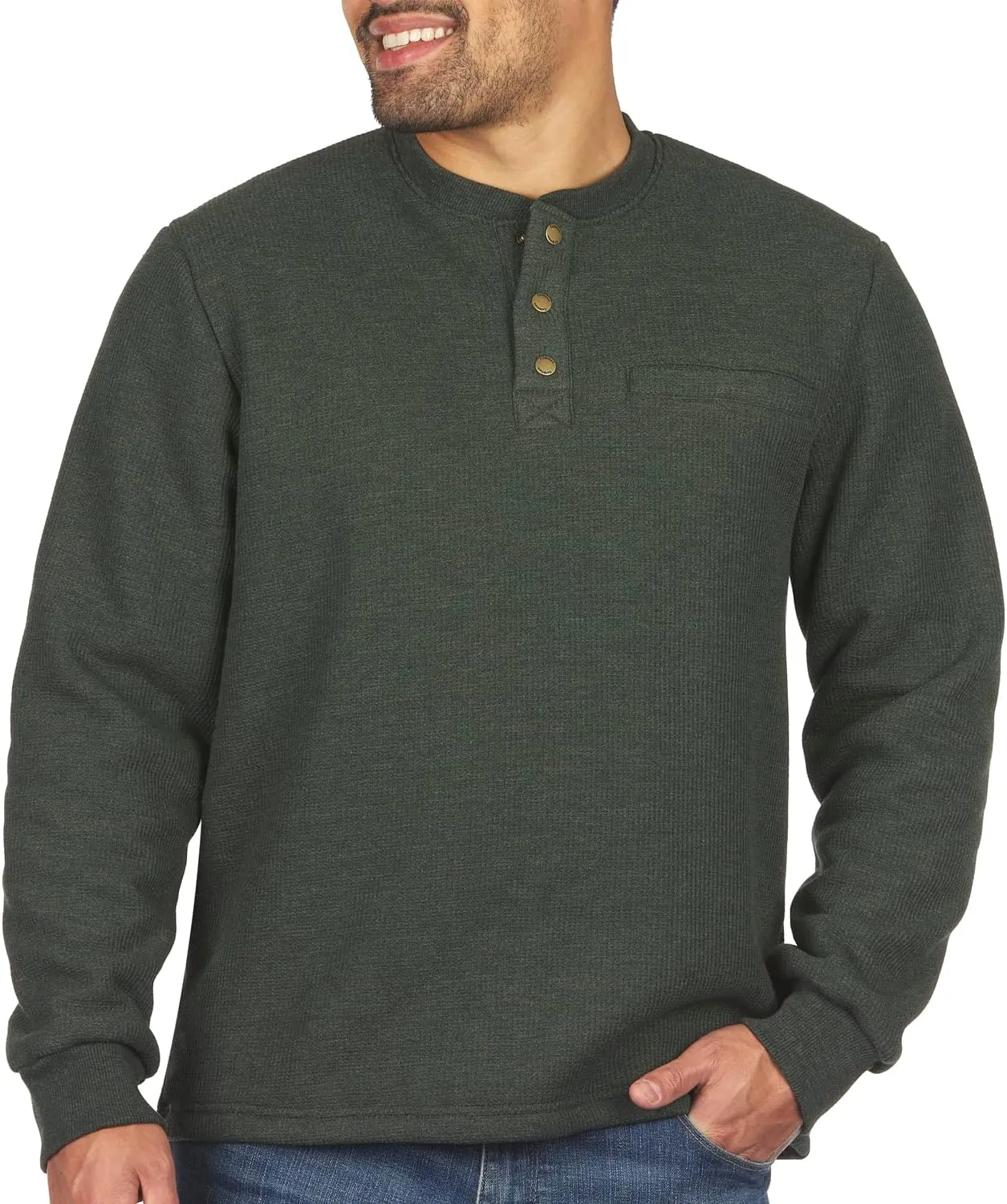 Coleman Long-Sleeve Sherpa Lined Waffle Henley Shirts for Men