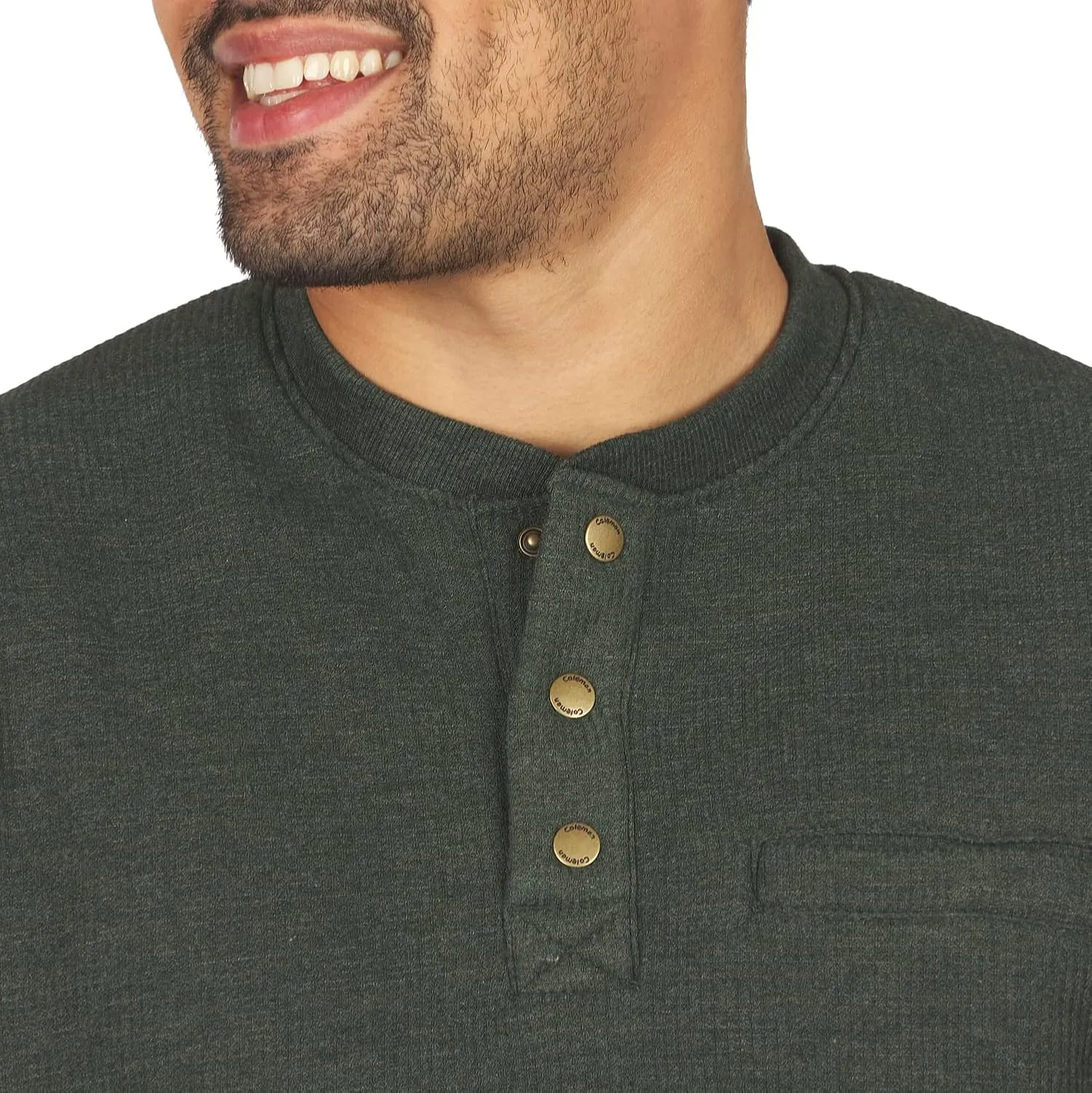 Coleman Long-Sleeve Sherpa Lined Waffle Henley Shirts for Men