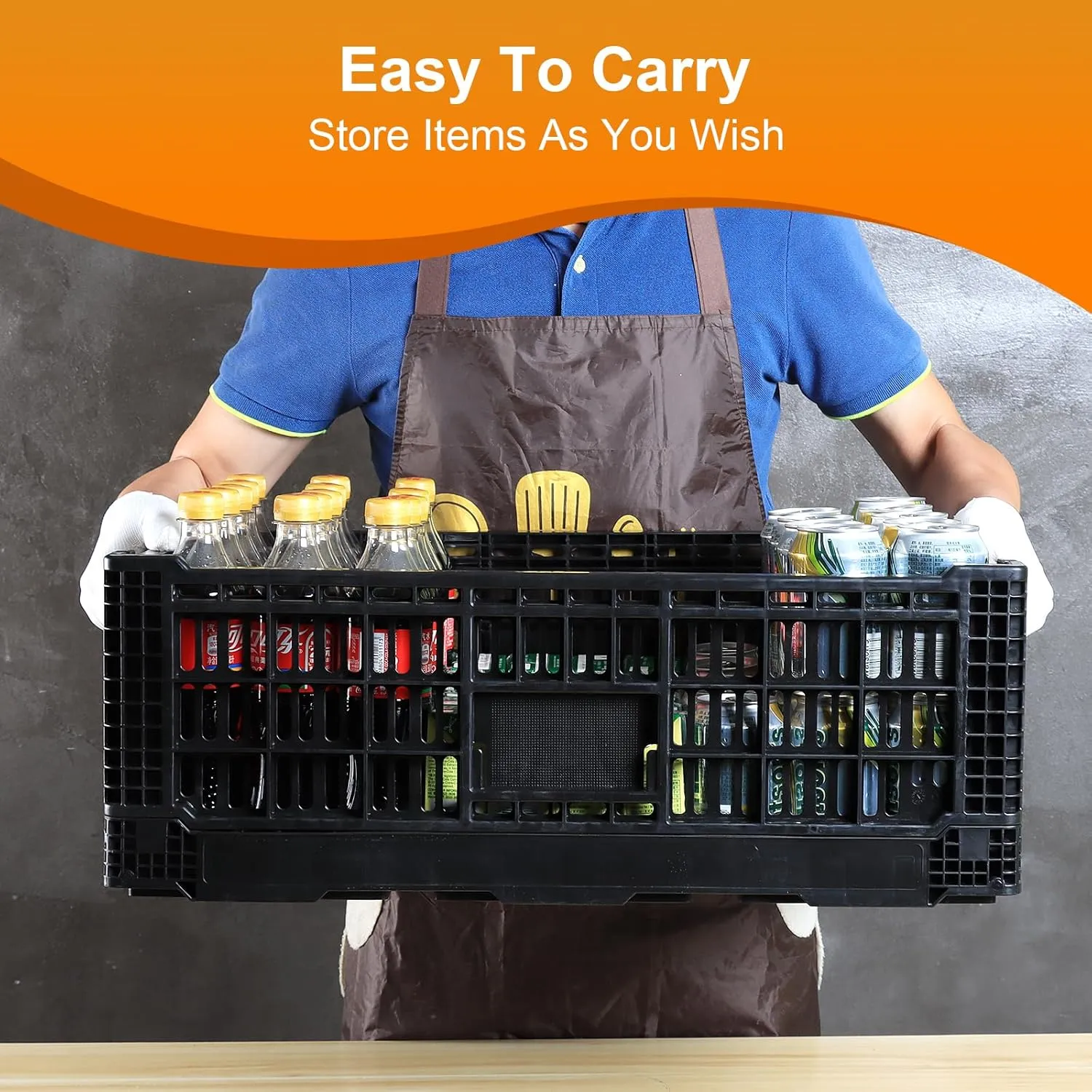 Collapsible Storage Bin Container，52 Liter Transfer heavy duty plastic storage box , Versatile Storage Basket milk crates (1)