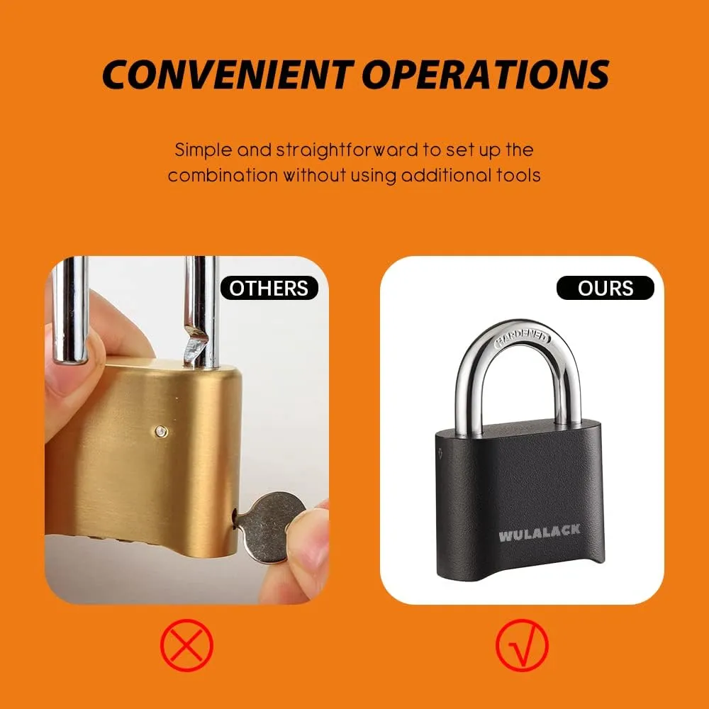 Combination Lock - 12 Pack Long Shackle Combo for Gates, Sheds, and Storage